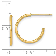14k Polished 1.5 x 16mm Solid C-Hoop Post Earrings