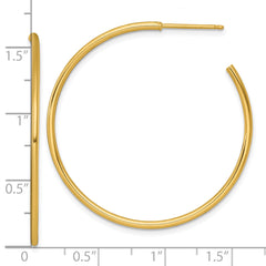 14k Polished 1.5 x 40mm Solid C-Hoop Post Earrings