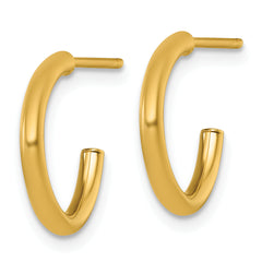 14k Polished 2.0 x 15mm Tube C-Hoop Post Earrings