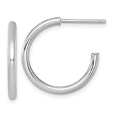 14k White Gold Polished 2.0 x 20mm Tube C-Hoop Post Earrings