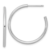 14k White Gold Polished 2.0 x 30mm Tube C-Hoop Post Earrings