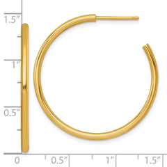 14k Polished 2.0 x 35mm Tube C-Hoop Post Earrings