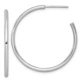 14k White Gold Polished 2.0 x 35mm Tube C-Hoop Post Earrings