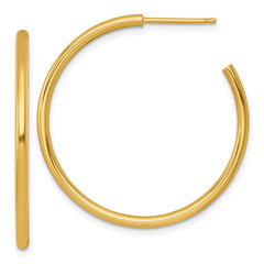 14k Polished 2.0 x 35mm Tube C-Hoop Post Earrings