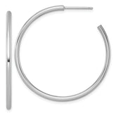 14k White Gold Polished 2.0 x 40mm Tube C-Hoop Post Earrings
