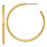 14k Polished 2.0 x 40mm Tube C-Hoop Post Earrings
