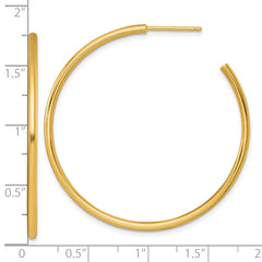 14k Polished 2.0 x 45mm Tube C-Hoop Post Earrings