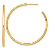 14k Polished 2.0 x 45mm Tube C-Hoop Post Earrings