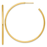 14k Polished 2.0 x 55mm Tube C-Hoop Post Earrings