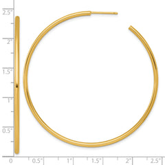 14k Polished 2.0 x 60mm Tube C-Hoop Post Earrings