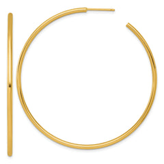 14k Polished 2.0 x 60mm Tube C-Hoop Post Earrings