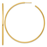 14k Polished 2.0 x 70mm Tube C-Hoop Post Earrings