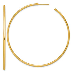 14k Polished 2.0 x 70mm Tube C-Hoop Post Earrings