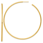 14k Polished 2.0 x 75mm Tube C-Hoop Post Earrings