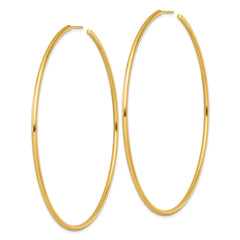 14k Polished 2.0 x 80mm Tube C-Hoop Post Earrings
