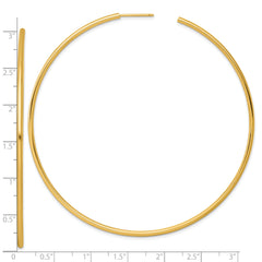 14k Polished 2.0 x 80mm Tube C-Hoop Post Earrings