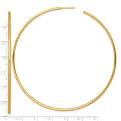 14k Polished 2.0 x 90mm Tube C-Hoop Post Earrings