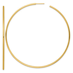 14k Polished 2.0 x 90mm Tube C-Hoop Post Earrings