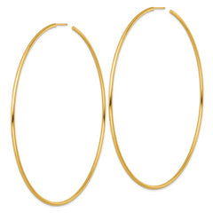 14k Polished 2.0 x 100mm Tube C-Hoop Post Earrings
