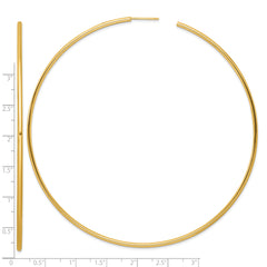 14k Polished 2.0 x 100mm Tube C-Hoop Post Earrings