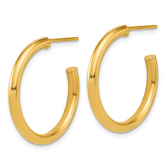 14k Polished 2.5 x 25mm Tube C-Hoop Post Earrings
