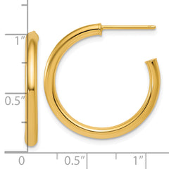 14k Polished 2.5 x 25mm Tube C-Hoop Post Earrings