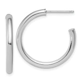 14k White Gold Polished 2.5 x 25mm Tube C-Hoop Post Earrings