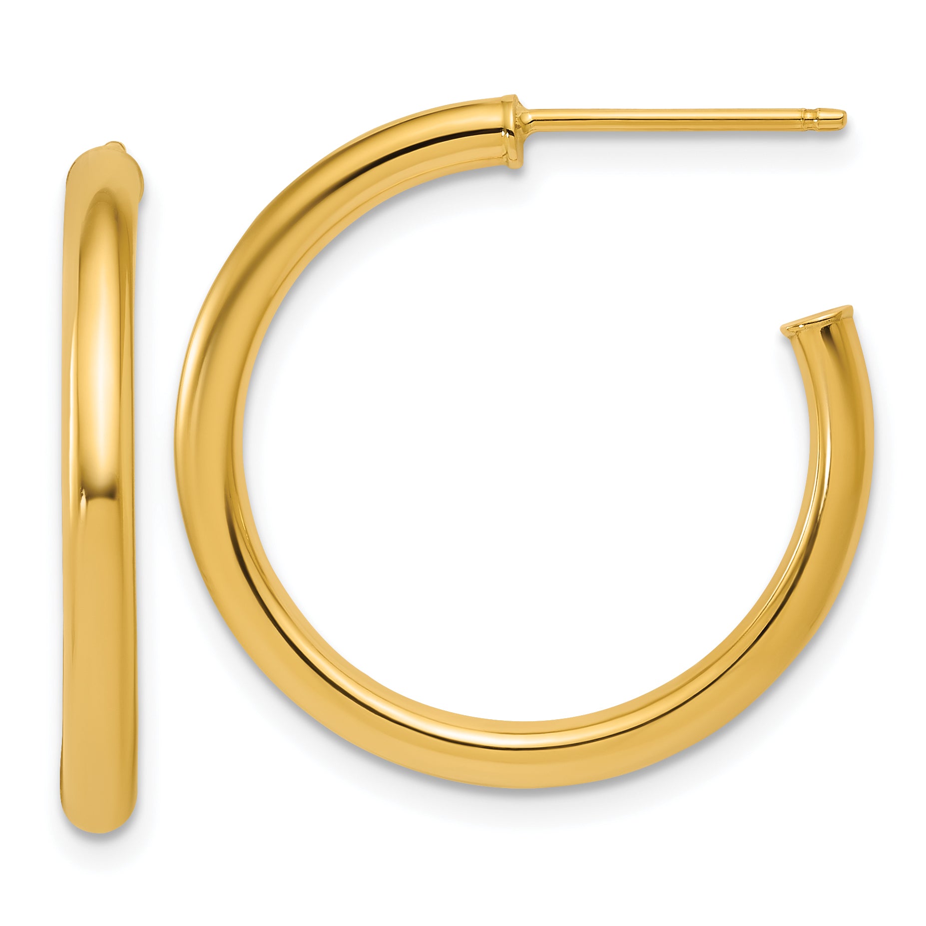 14k Polished 2.5 x 25mm Tube C-Hoop Post Earrings