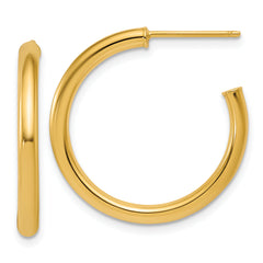 14k Polished 2.5 x 25mm Tube C-Hoop Post Earrings