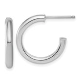 14k White Gold Polished 2.5 x 20mm Tube C-Hoop Post Earrings