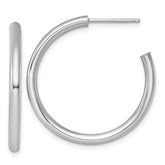14k White Gold Polished 2.5 x 30mm Tube C-Hoop Post Earrings