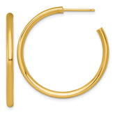 14k Polished 2.5 x 35mm Tube C-Hoop Post Earrings