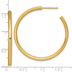14k Polished 2.5 x 40mm Tube C-Hoop Post Earrings