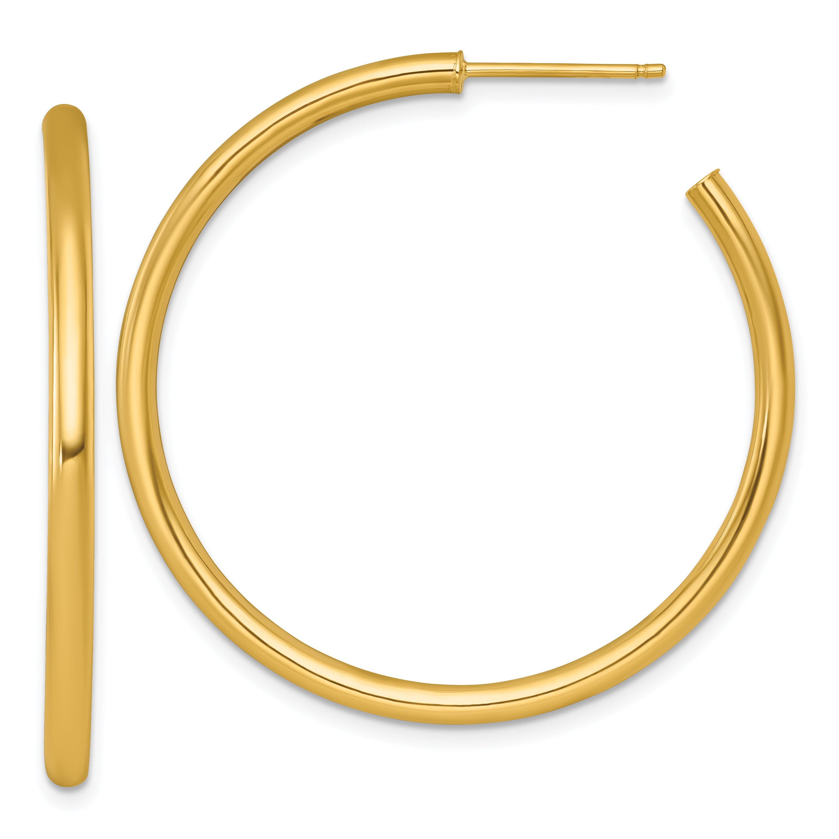 14k Polished 2.5 x 40mm Tube C-Hoop Post Earrings