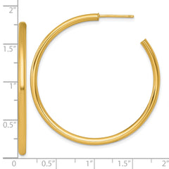 14k Polished 2.5 x 45mm Tube C-Hoop Post Earrings