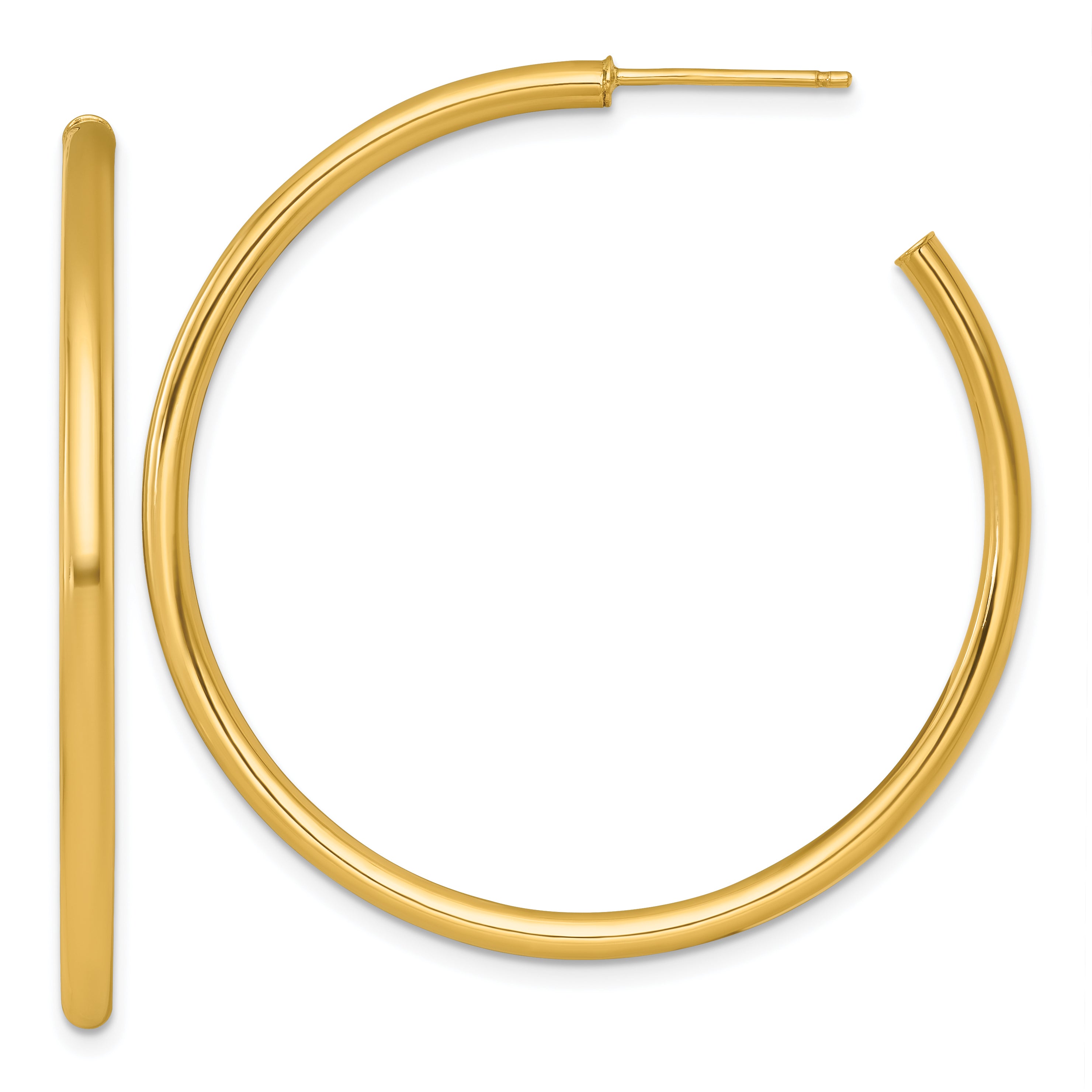 14k Polished 2.5 x 45mm Tube C-Hoop Post Earrings