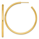 14k Polished 2.5 x 50mm Tube C-Hoop Post Earrings