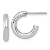14k White Gold Polished 3.0 x 16mm Tube C-Hoop Post Earrings