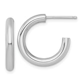 14k White Gold Polished 3.0 x 20mm Tube C-Hoop Post Earrings