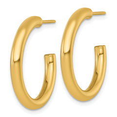 14k Polished 3.0 x 25mm Tube C-Hoop Post Earrings