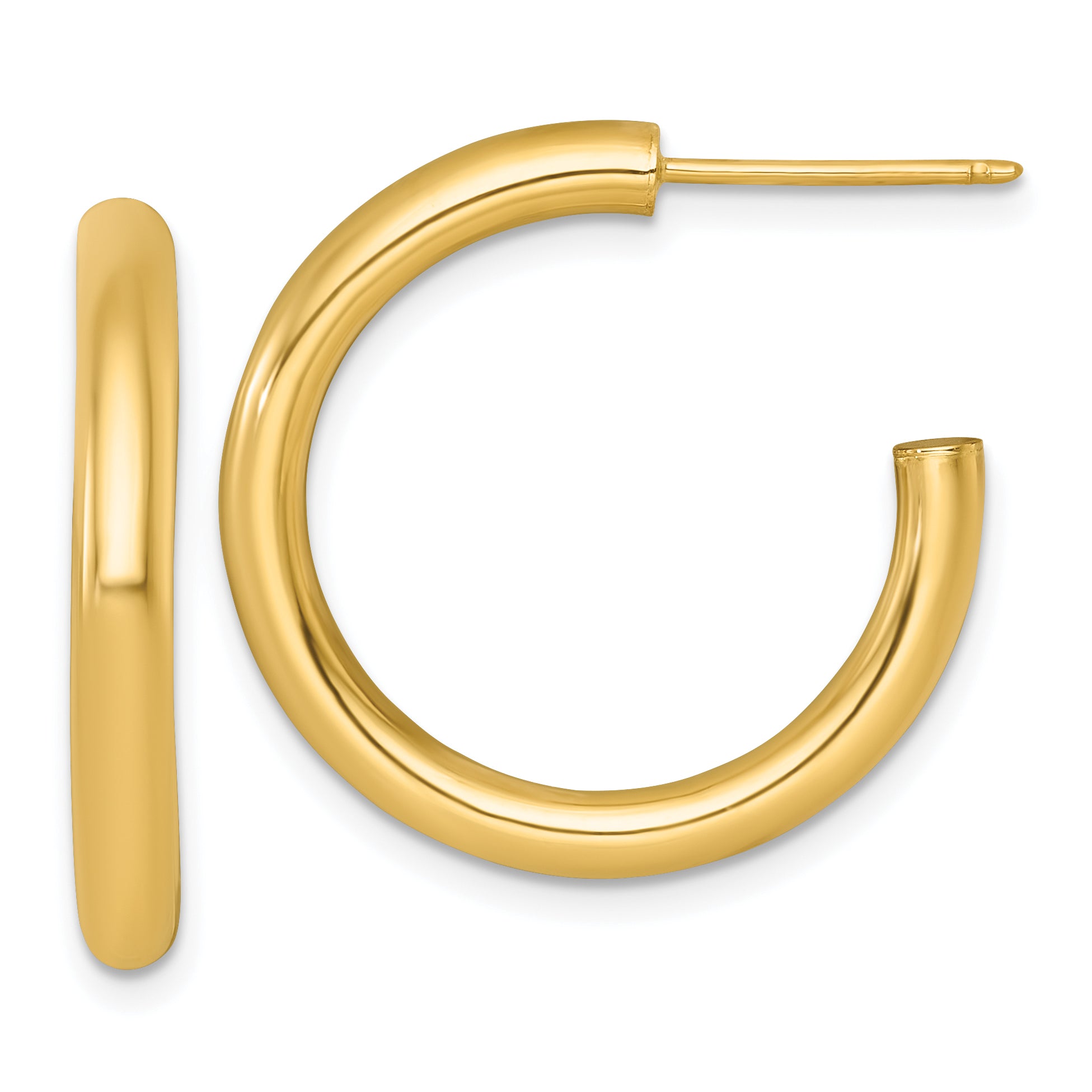 14k Polished 3.0 x 25mm Tube C-Hoop Post Earrings
