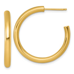 14k Polished 3.0 x 30mm Tube C-Hoop Post Earrings