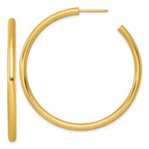 14k Polished 3.0 x 50mm Tube C-Hoop Post Earrings