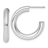 14k White Gold Polished 4.0 x 25mm Tube C-Hoop Post Earrings