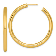 14k Polished 4.0 x 50mm Tube C-Hoop Post Earrings