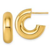 14k Polished 6.00 x 20mm Tube C-Hoop Post Earrings