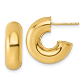 14k Polished 6.00 x 17mm Tube C-Hoop Post Earrings