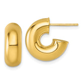 14k Polished 6.00 x 15mm Tube C-Hoop Post Earrings