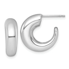 14k White Gold Polished Tapered Hollow C-Hoop Post Earrings