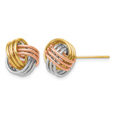 14k Tri-color Ridged Love Knot Post Earrings
